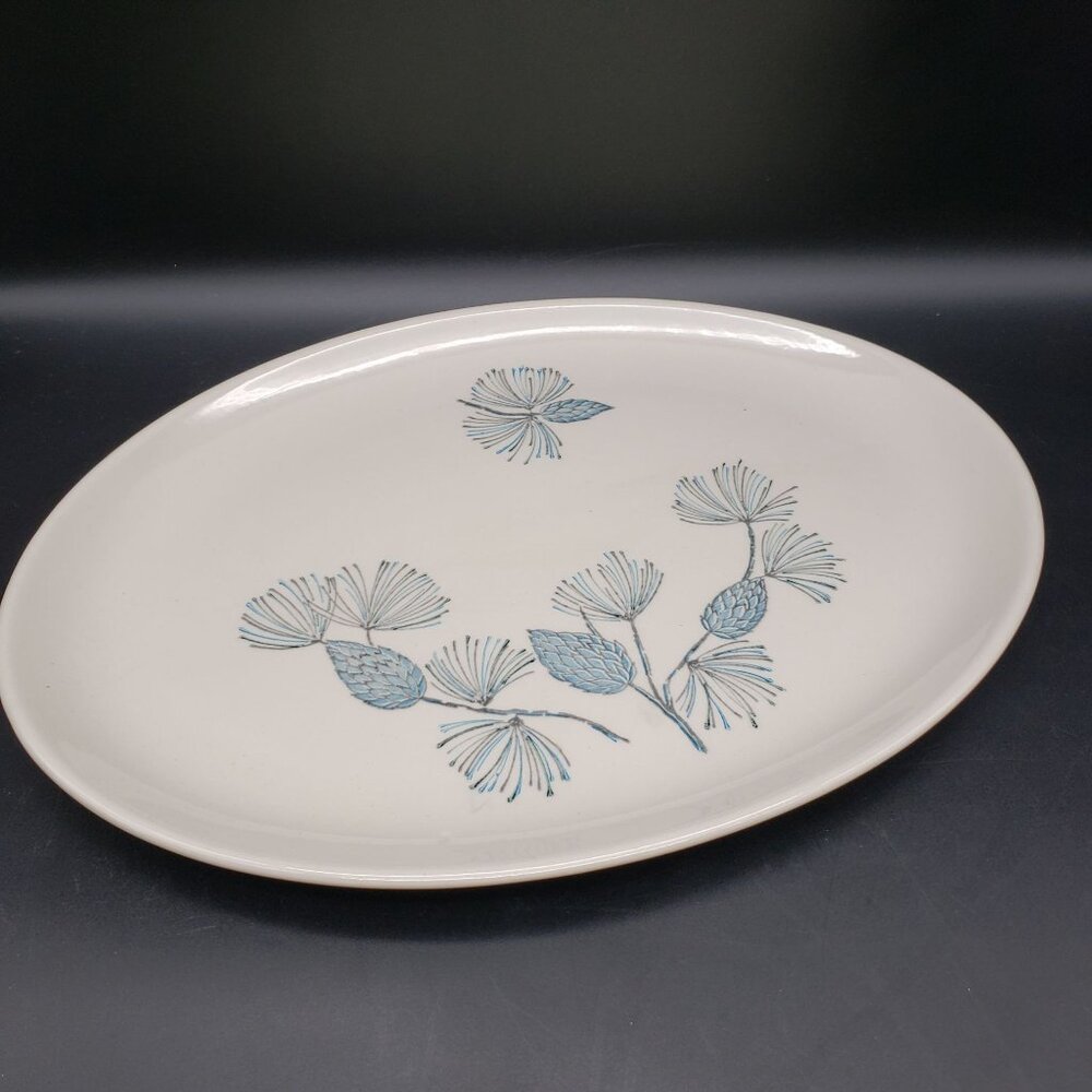 Marcrest Blue Pine 10x13.75 Oval Platter Oven Proof USA Crazing